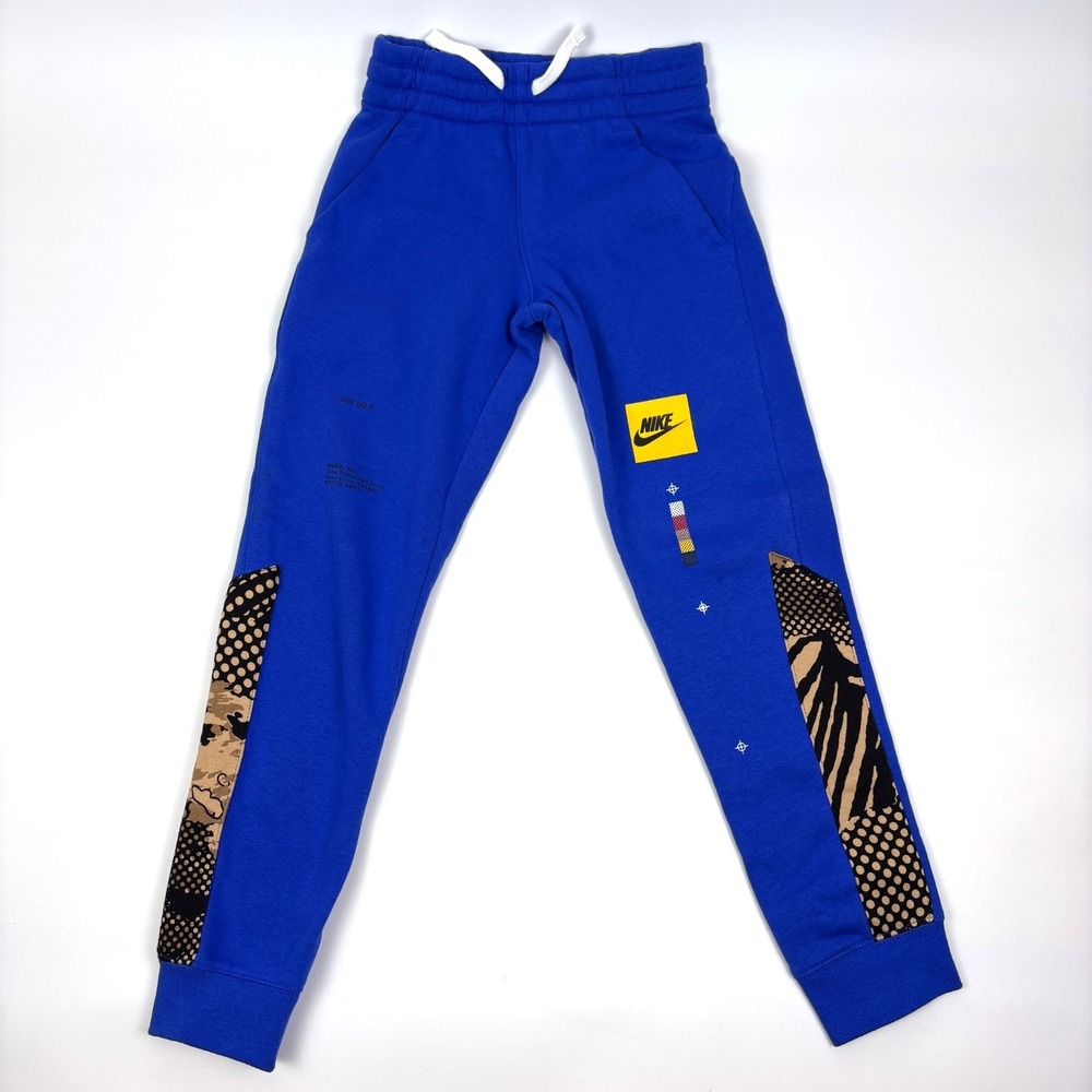 Nike NSW Essentials Club Fleece Jogger‎ Sweatpants Youth Sz S Blue Animal Print